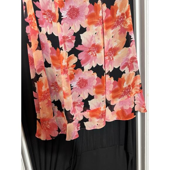 Maggie Barnes Dress 16W Pink Orange Floral‎ Maxi Flowy Beachy Casual Colorful - Picture 4 of 6